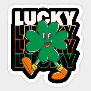 Funny Clover Leaf Character| St. Patrick Lucky Clover Leaf Mascot Sticker